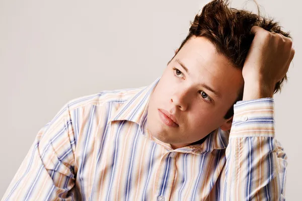 stock image Young man thinking about future