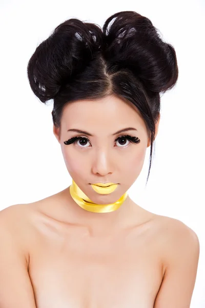 Jovem Asiática Fêmea Com Maquiagem Colorida Criativa — Fotografia de Stock