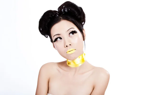 Młodych Azjatyckich Kobiet Kreatywnych Kolorowy Makijaż — Zdjęcie stockowe