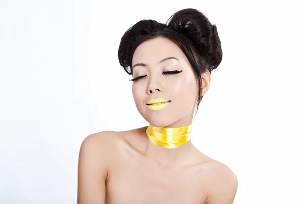 Jonge Aziatische Vrouw Met Creatieve Kleurrijke Make — Stockfoto