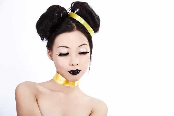 Młodych Azjatyckich Kobiet Kreatywnych Kolorowy Makijaż — Zdjęcie stockowe