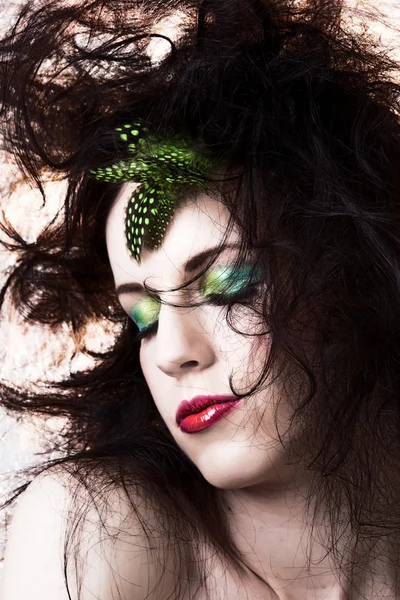 Renkli Makyaj Ile Çekici Bir Kadın Portresi — Stok fotoğraf