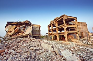 Ruins of buildings after an earthquake clipart