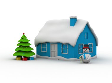 Christmas Tree With Hut clipart