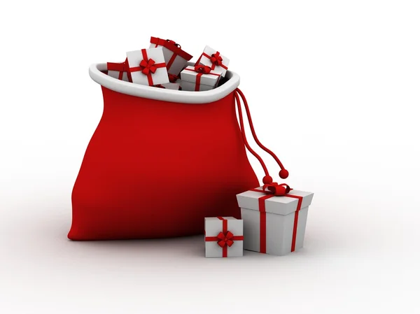 Christmas Illustration 3d Santa Bags and Gifts — Stock Photo, Image