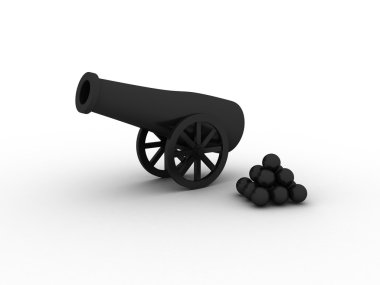 Black Cannon With Black Balls clipart