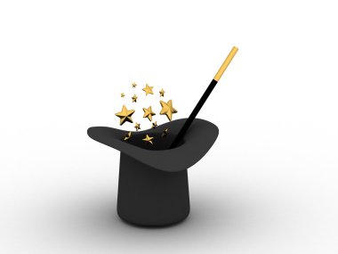 Black Magical Hat With Golden Stars clipart