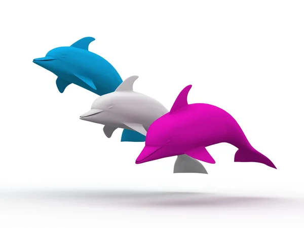 Söta färgade delfiner — Stockfoto