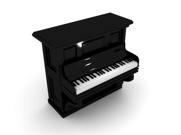 Piano preto com teclado branco — Fotografia de Stock