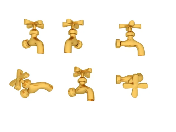 Torneiras de água decorativas douradas — Fotografia de Stock
