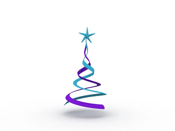 Spiraal blauw staarde kerstboom — Stockfoto