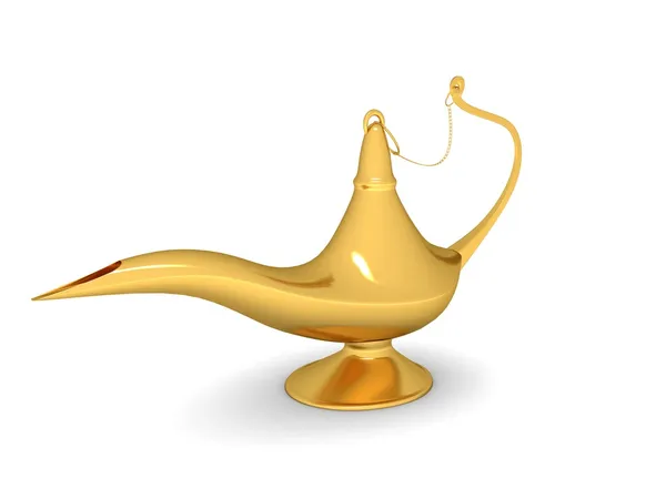 Золотий блискучі Genie лампа — стокове фото