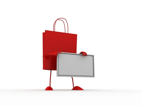 Red Bag With White Board — Stock Photo, Image