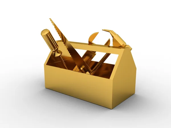 Caixa de ferramentas dourada — Fotografia de Stock