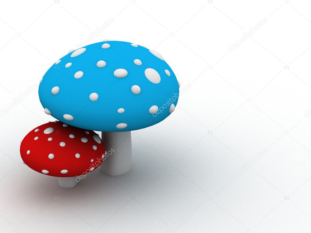 Blue & Red Mushroom