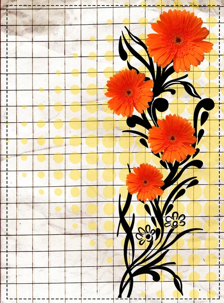 Régi grunge papír és virág rajzolatú — Stock Fotó