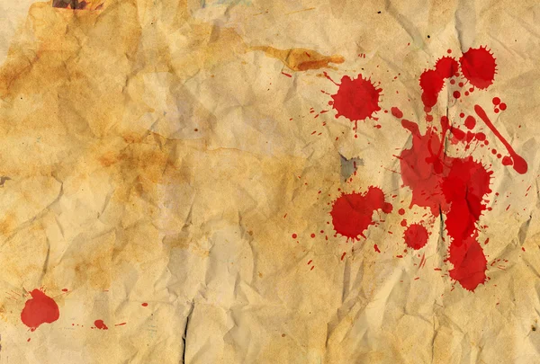 Éclaboussure de sang sur vieux papier vierge — Photo