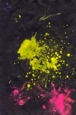 Watercolor Splashes On Black Paper clipart
