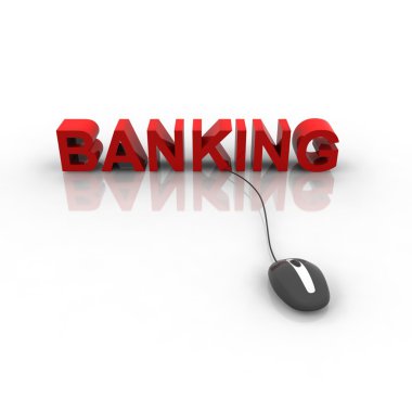 Red Banking Text With Mouse clipart