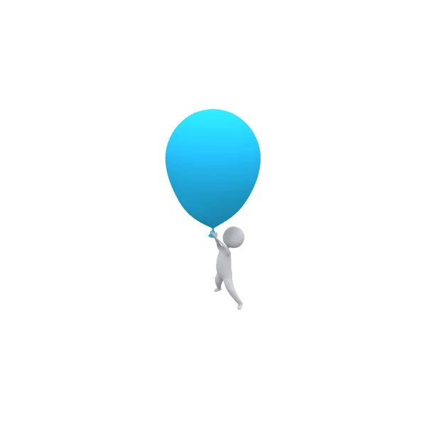 Person Flying With Blue Balloon — Stock Photo, Image
