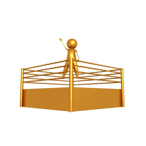 Golden Fight Ring & Man — Stock Photo, Image