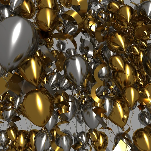 Shiny Golden Glitter Balloons — Stock Photo, Image