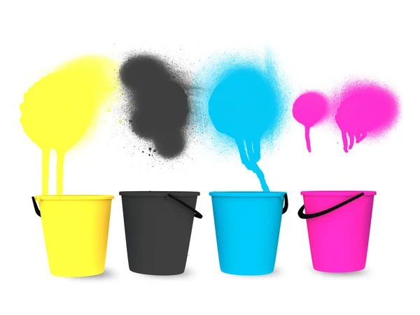 Colorful Spray Buckets — Stock Photo, Image