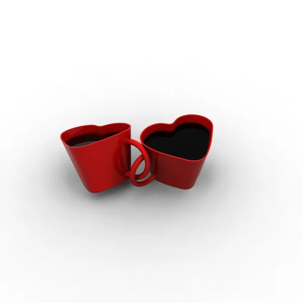 Rød hjerte kaffe kop - Stock-foto
