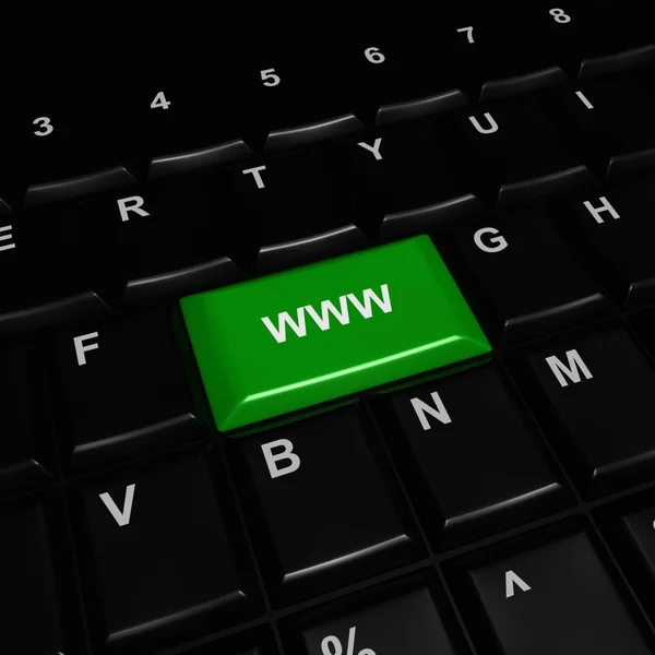 Botão verde WWW brilhante — Fotografia de Stock