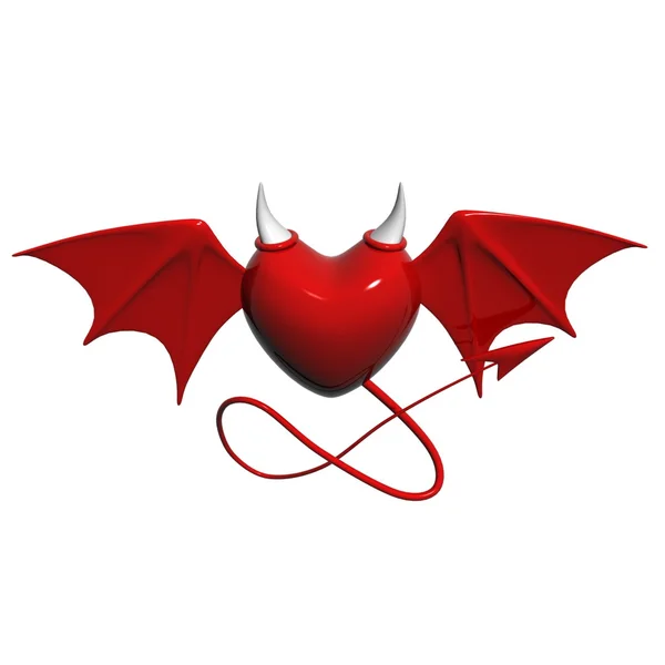 Glänsande röd djävul hjärta — Stockfoto