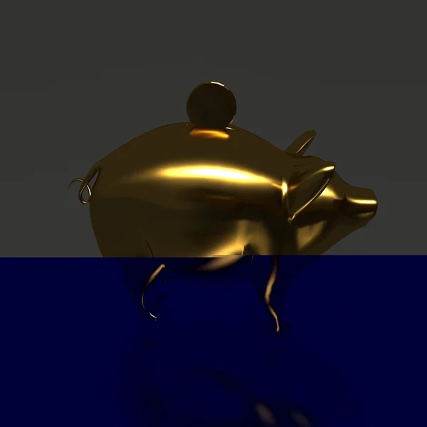 Gouden glanzende piggy bank — Stockfoto