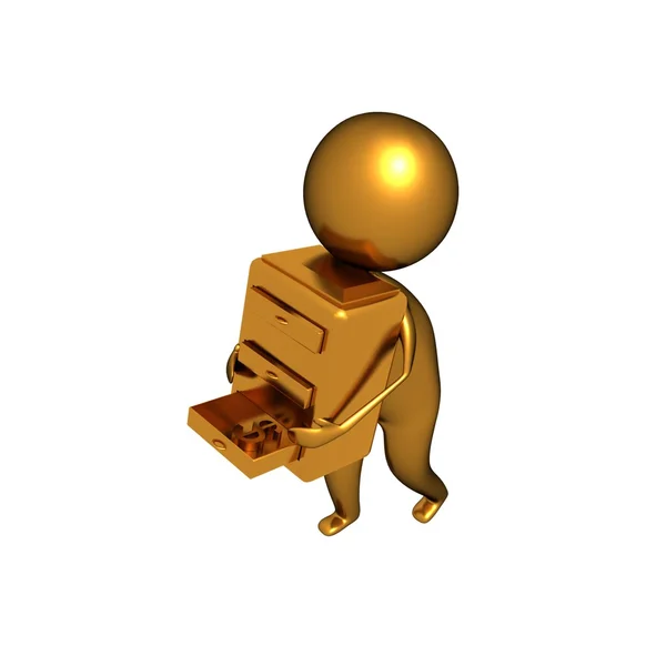 Uomo d'oro con tesoro d'oro — Foto Stock