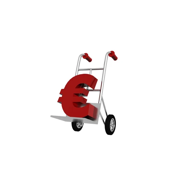 3D-euro-symbool op de trolley koffer — Stockfoto