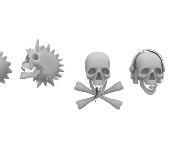 3D renderizar crânios brancos — Fotografia de Stock