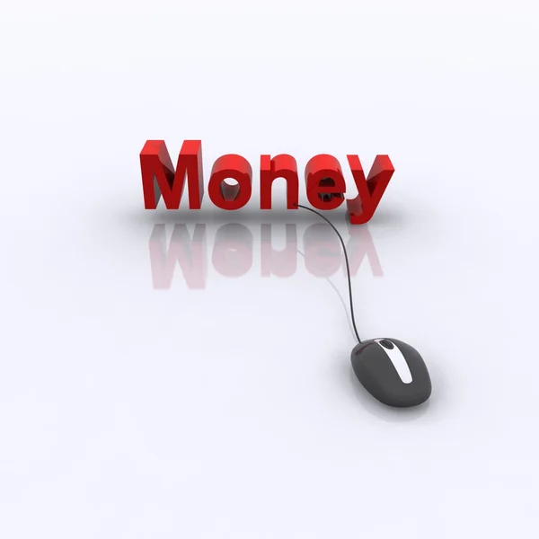 Red Money Text With Mouse — Stock Photo, Image