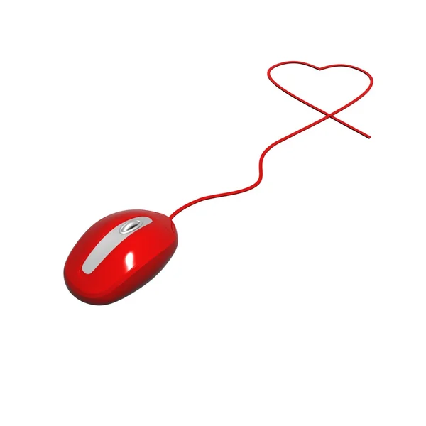红色的心鼠标形状 — 图库照片