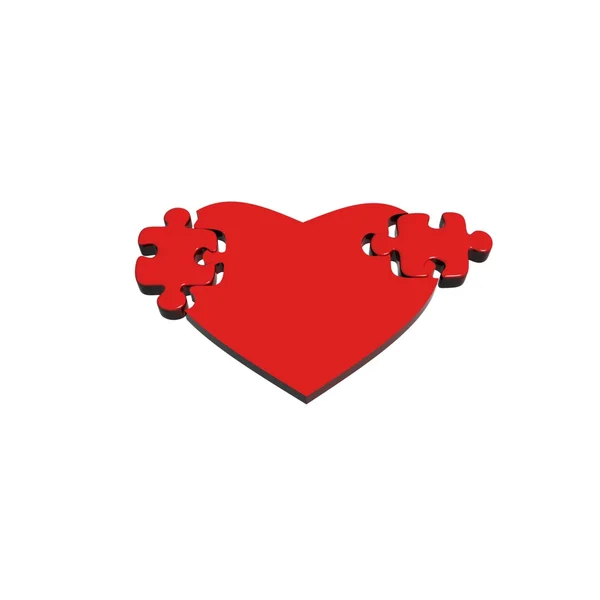Röd pussel hjärtdesign — Stockfoto