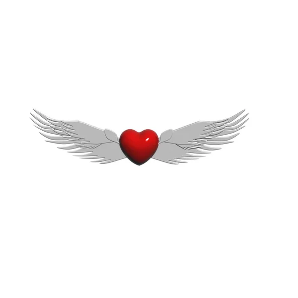 Flying Red Glossy Heart — Stock Photo, Image
