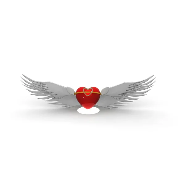 Çok güzel kırmızı kalp kanat — Stok fotoğraf
