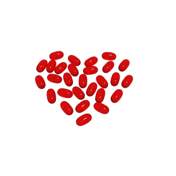 Soft Red Capsules Heart — Stock Photo, Image
