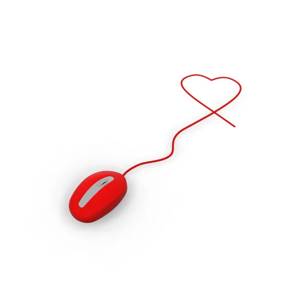 Czerwone serce kształt myszy — Zdjęcie stockowe