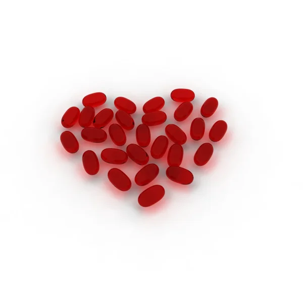 Projekt czerwone serce kapsułki — Zdjęcie stockowe