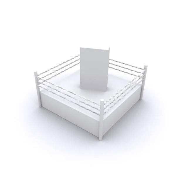 Caixa branca no anel de luta 3d — Fotografia de Stock