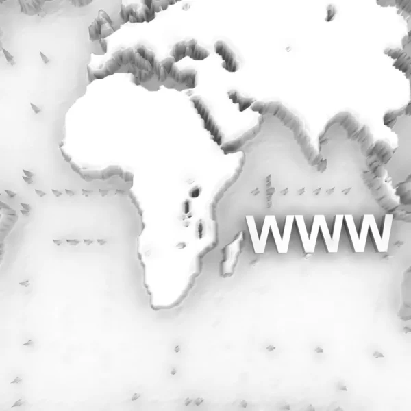 Branco 3d WWW com mapa — Fotografia de Stock