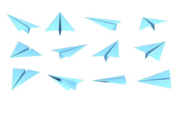 Niebieski papierowy samolot — Zdjęcie stockowe
