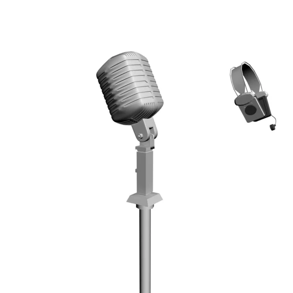 3D-Mikrofon & Kopfhörer — Stockfoto