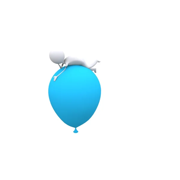 Blå ballong med man — Stockfoto