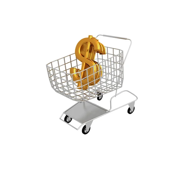 Goldenes Dollarsymbol im Einkaufswagen — Stockfoto