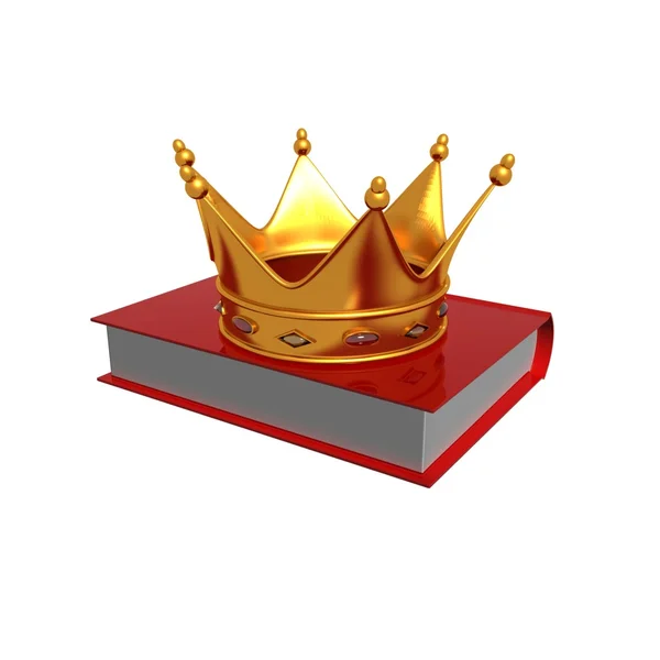 Golden Crown On Red Book — Stock Photo, Image
