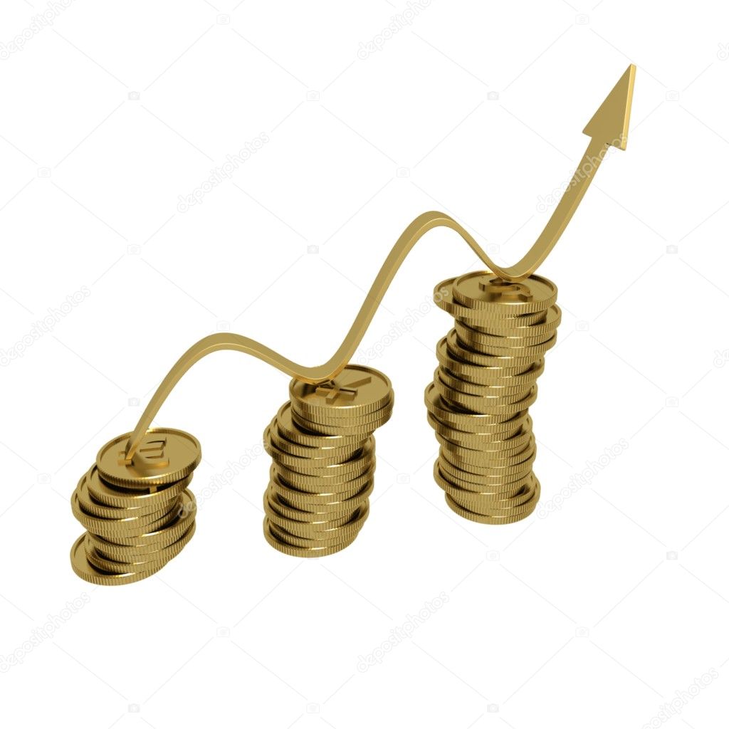 Golden Symbolic Coins & Arrow